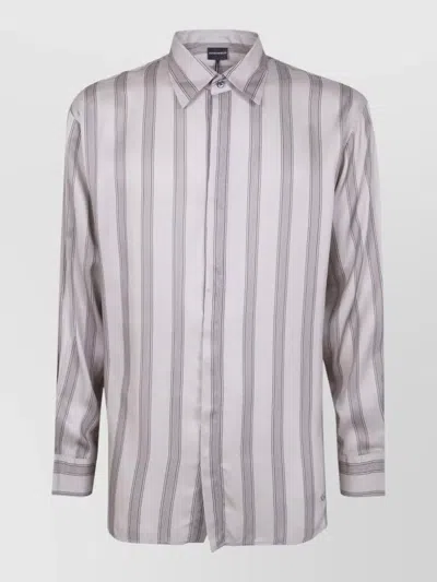 Emporio Armani Long Sleeve Striped Pattern Mens Shirt In Multi