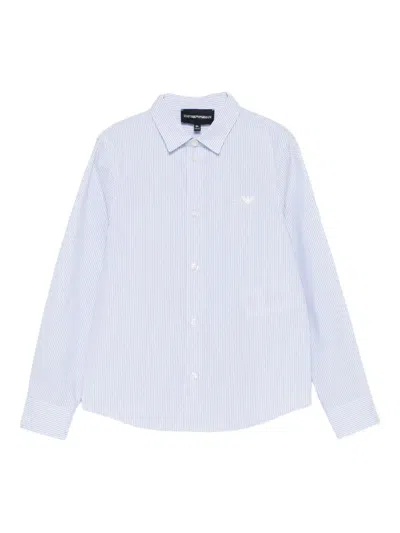 Emporio Armani Kids' Long-sleeve Striped Shirt In Blue