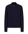 Emporio Armani Icon Full-zip Cardigan In Vertical Ottoman-stitch Viscose In Black