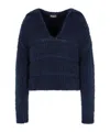 Emporio Armani Hair Wool-blend Knitted Sweater In Blue
