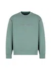 Emporio Armani Double-jersey Sweatshirt With Embossed Embroidered Logo In Green