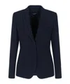 Emporio Armani Icon Single-breasted Blazer In Jacquard With A Chevron Motif In Blue