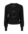Emporio Armani Ottoman-fabric Cardigan With Jewel Details In Black