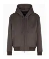 Emporio Armani Hooded Blouson In Virgin Wool Cloth In Brown
