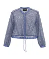 Emporio Armani Sequin Embellished Semi-sheer Jacket In Blue