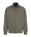 Emporio Armani Official Store Double-jersey Full-zip Sweatshirt With Embossed Logo Lettering Tape In Green
