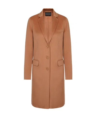 Emporio Armani Long-sleeved Coat In Brown
