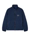 Emporio Armani Full-zip Down Jacket In Chevron Quilted Ripstop Nylon In Blue