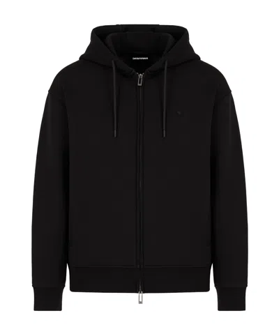 Emporio Armani Long-sleeved Hooded Hoodie In Black