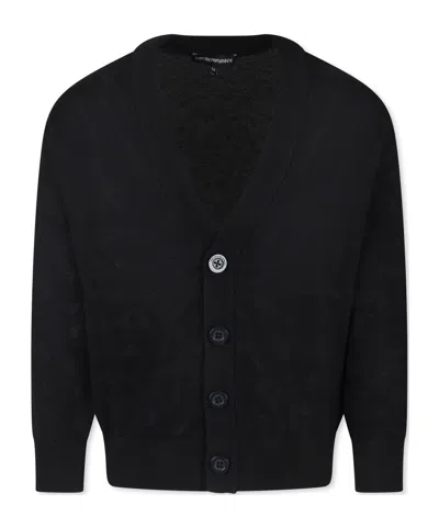 Emporio Armani Long-sleeved Knitted Cardigan In Black