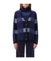 Emporio Armani Long-sleeved Knitted Cardigan In Fancy Grey