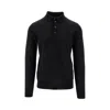 Emporio Armani Long-sleeved Knitted Polo Shirt In Black