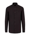 Emporio Armani Long-sleeved Lapel Full-body Logo Jacquard Shirt In Logo Nero