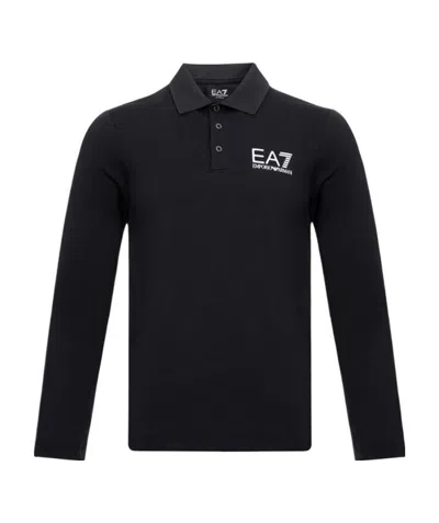 Emporio Armani Long-sleeved Polo Shirt In Black