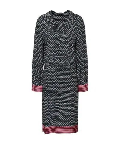 Emporio Armani Long-sleeved Printed Dress In Black