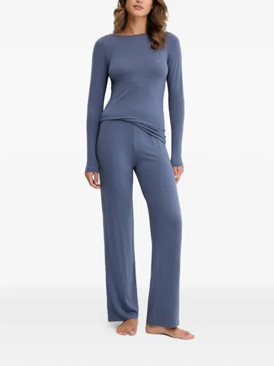 Emporio Armani Long-sleeved Pyjama Set In Blue