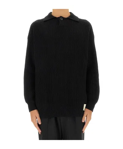 EMPORIO ARMANI EMPORIO ARMANI FISHERMAN'S-KNIT LONG SLEEVED POLO SHIRT