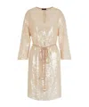 Emporio Armani Sequin-embellished Keyhole Neck Midi Dress In Nude