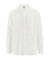 Emporio Armani Linen Shirt With Guru Collar In White