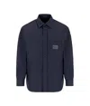 Emporio Armani Nylon Shirt Jacket With Patch Pocket And Logo Patch In Navy Blue