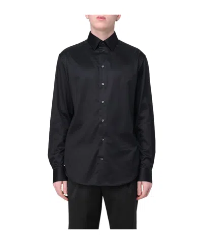 Emporio Armani Long-sleeved Shirt In Schwarz