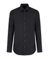 Emporio Armani Cotton Stretch Poplin Slim Fit Button Down Shirt In Black