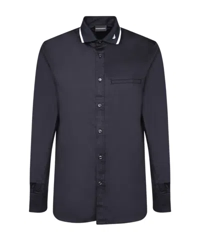 Emporio Armani Blue Logo Polo Shirt In Blau