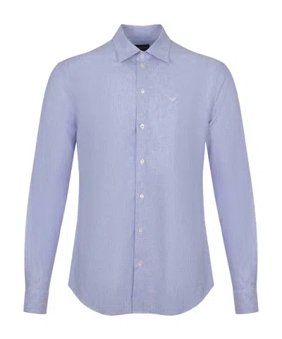 Emporio Armani Long-sleeved Shirt In Blue