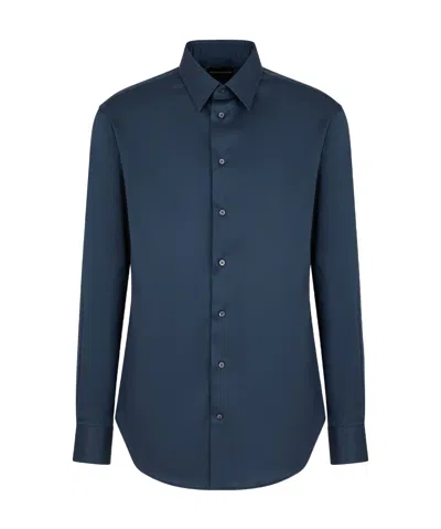 Emporio Armani Long-sleeved Shirt In Blue