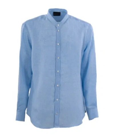 Emporio Armani Long-sleeved Shirt In Blue