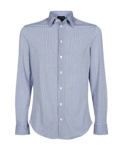 Emporio Armani Long-sleeved Shirt In Blue