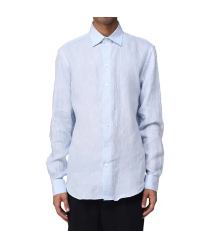 Emporio Armani Long-sleeved Shirt In Blue