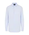Emporio Armani Cotton Shirt With All-over Jacquard Logo Pattern In White
