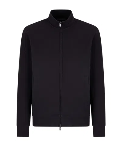 Emporio Armani Long-sleeved Stand-neck Coat In Black