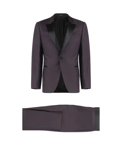 Emporio Armani Wool Two-pieces Suit In Brown