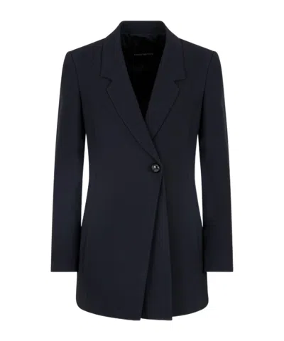 Emporio Armani Long-sleeved Suit Coat In Black