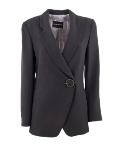 Emporio Armani Long-sleeved Suit Coat In Black