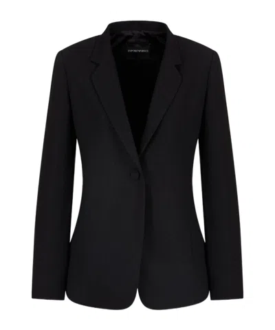 Emporio Armani Long-sleeved Suit Coat In Black
