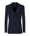 Emporio Armani Long-sleeved Suit Jacket In Blue
