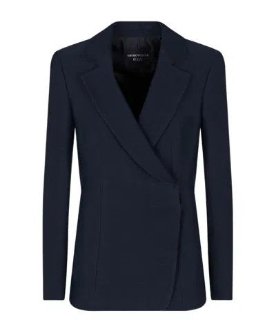 Emporio Armani Long-sleeved Suit Jacket In Blue
