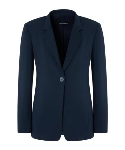 Emporio Armani Long-sleeved Suit Jacket In Blue