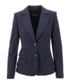 Emporio Armani Single-breasted Blazer In Compact Stretch Cotton In Black
