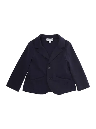 Emporio Armani Long-sleeved Suit Jacket In Blue