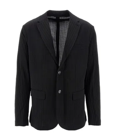 Emporio Armani Long Sleeved Suit Jacket In Black
