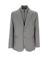 Emporio Armani Long-sleeved Suit Jacket In Gray