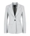 Emporio Armani Icon Single-breasted Jacket In An Embossed Jacquard Knit Jersey In White