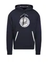 Emporio Armani Cotton Twill Whale Patch Regular Fit Hoodie In Black