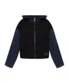 Emporio Armani Zip-up Blouson With Hood In Interlock Jersey In Black