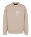 Emporio Armani Double-jersey Sweatshirt With Embossed Oversized Eagle On A Chevron Background In Nude