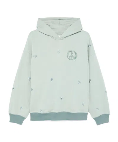 Emporio Armani Embroidered Drop-shoulder Hoodie In White